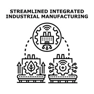 Streamlined integrated industrial manufacturing operations concept Stock Illustration