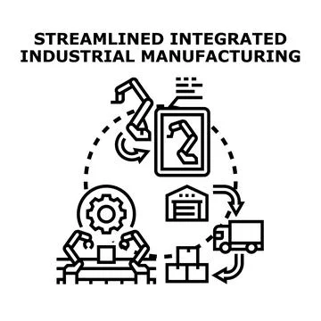 Streamlined integrated industrial manufacturing processing and delivery Stock Illustration