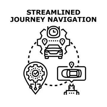 Streamlined journey navigation car route optimization Illustrazione stock