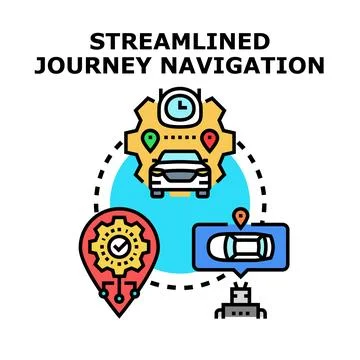 Streamlined journey navigation car route optimization 스톡 일러스트