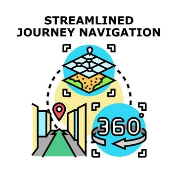 Streamlined journey navigation digital concept vector illustration Stock Illustration