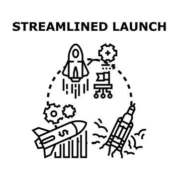 Streamlined launch concept illustrating business success Stock Illustration