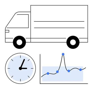 Streamlined Logistics Management Efficient Delivery Through Time and Data 스톡 일러스트