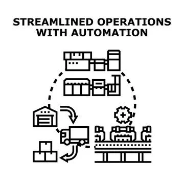 Streamlined operations with automation and smart manufacturing process Illustrazione stock
