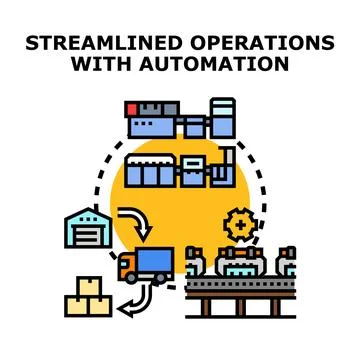 Streamlined operations with automation and smart manufacturing process Stock Illustration