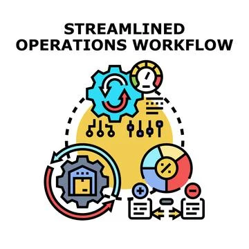 Streamlined operations workflow creating business process optimization Stock Illustration