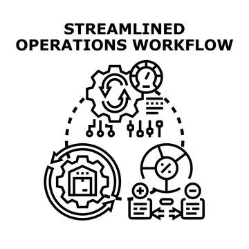 Streamlined operations workflow creating business process optimization Stock Illustration