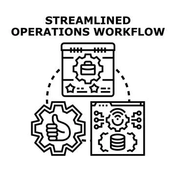 Streamlined operations workflow process concept illustrating efficiency Stock Illustration