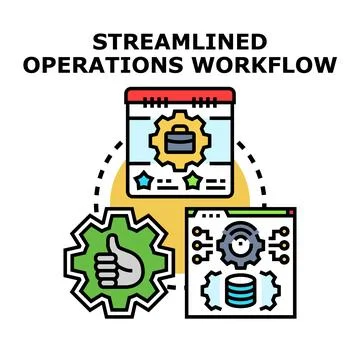 Streamlined operations workflow process concept illustrating efficiency Stock Illustration