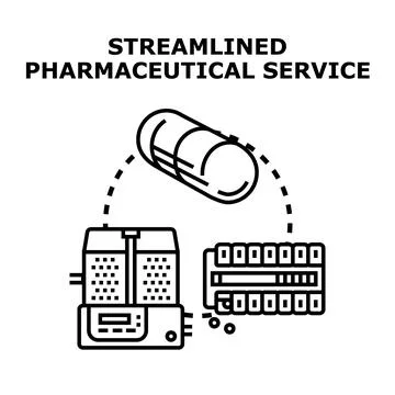 Streamlined pharmaceutical service process for medication production Stock Illustration