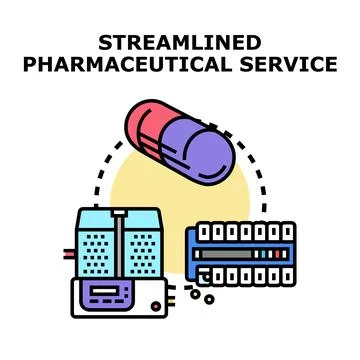 Streamlined pharmaceutical service process for medication production Stock Illustration