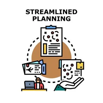 Streamlined planning process workflow optimizing business strategy Stock Illustration