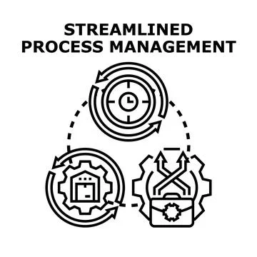 Streamlined process management maximizing workflow optimization Stock Illustration