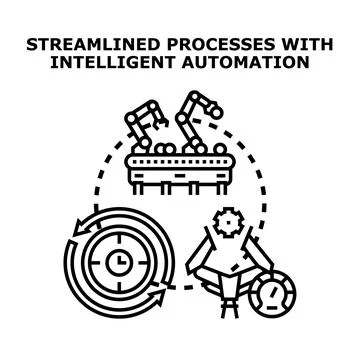 Streamlined processes with intelligent automation concept Stockillustratie