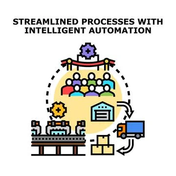 Streamlined processes with intelligent automation concept Stock Illustration