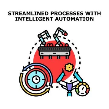 Streamlined processes with intelligent automation concept Stock Illustration