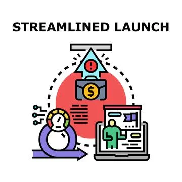 Streamlined product and business launch concept illustration Иллюстрация