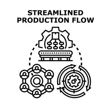 Streamlined production flow optimizing business operations engineering proces Illustrazione stock