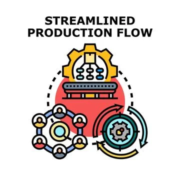 Streamlined production flow optimizing business operations engineering proces Stock Illustration