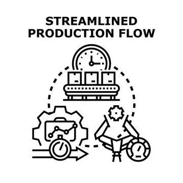 Streamlined production flow optimizing delivery speed Illustrazione stock