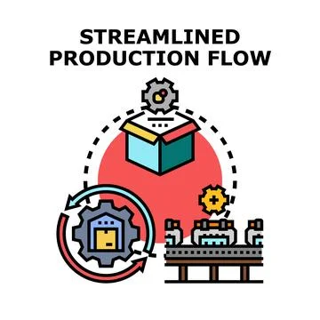 Streamlined production flow process optimizing manufacturing efficiency Stock Illustration