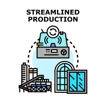 Streamlined production process creating goods and windows Ilustración de archivo