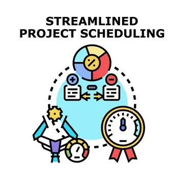 Streamlined project scheduling optimizing business management process Stock Illustration