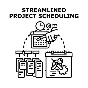 Streamlined project scheduling process vector illustration Illustration