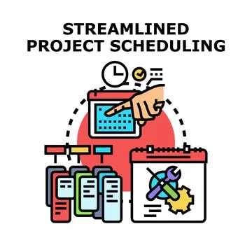 Streamlined project scheduling process vector illustration Stock Illustration