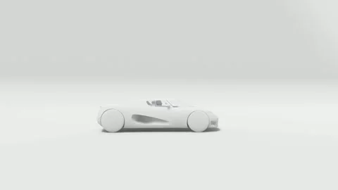 Streamlined Race Car Stylized 3D Render on Studio White Stock Footage 312973058