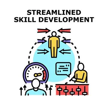 Streamlined skill development process improving personal growth Stock Illustration