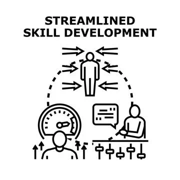Streamlined skill development process improving personal growth Stock Illustration