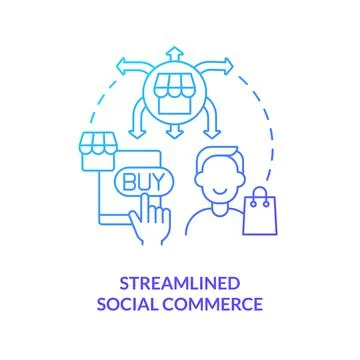 Streamlined social commerce blue gradient concept icon Illustrazione stock
