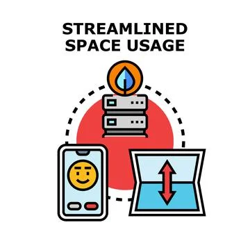 Streamlined space usage managing data and energy remotely Stock Illustration