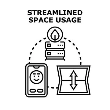 Streamlined space usage managing data and energy remotely Stock Illustration