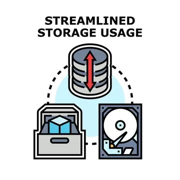 Streamlined storage usage optimizing data management concept Illustrazione stock