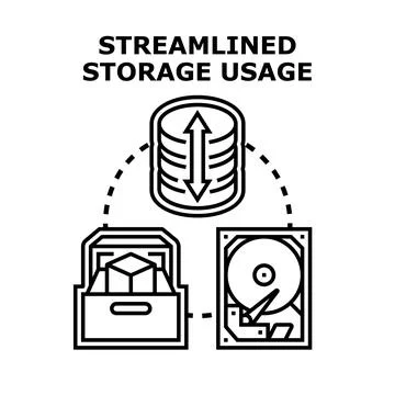 Streamlined storage usage optimizing data management concept Stock Illustration