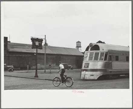 Streamlined train, La Crosse, Wisconsin 1939. still image. Photographs. Th... Stock Photos