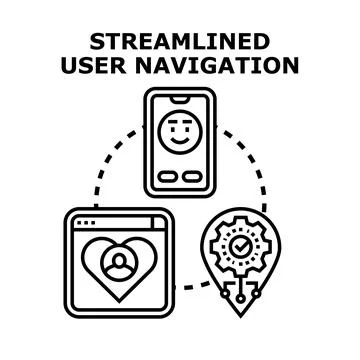 Streamlined user navigation concept for technology interface 스톡 일러스트