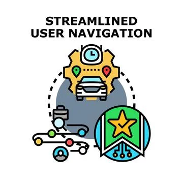 Streamlined user navigation finding optimal route concept Stock Illustration