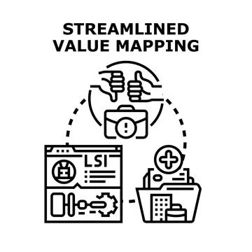 Streamlined value mapping process optimization strategy Stock Illustration