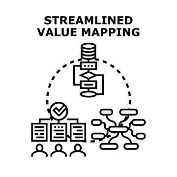 Streamlined value mapping process visualization concept Stock Illustration