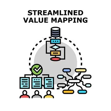 Streamlined value mapping process visualization concept Stock Illustration