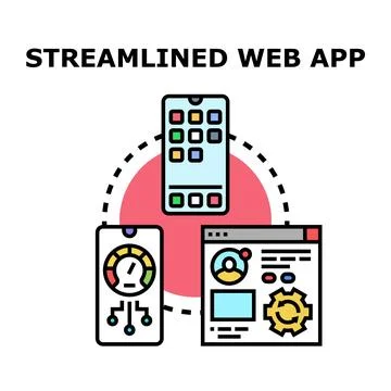 Streamlined web app development process concept for mobile Stock Illustration