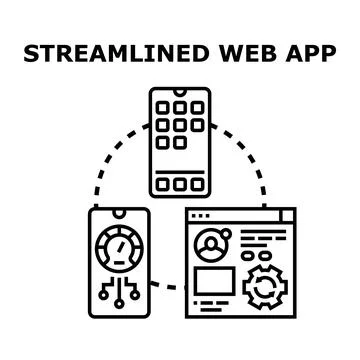 Streamlined web app development process concept for mobile Stock Illustration
