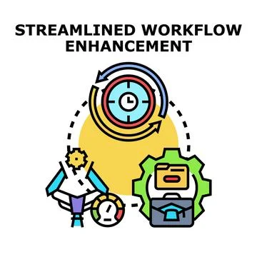Streamlined workflow enhancement process improving efficiency 库存插图