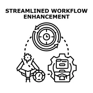 Streamlined workflow enhancement process improving efficiency Illustrazione stock