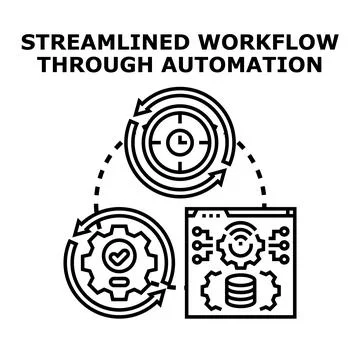 Streamlined workflow through automation process concept Stock Illustration