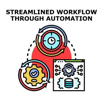 Streamlined workflow through automation process concept Stock Illustration