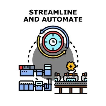 Streamlining and automating production process for efficiency Stock Illustration